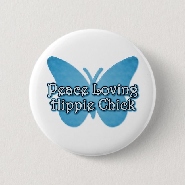 Macaron Rond 5 Cm Peace Love Hippie Chick (Devant)