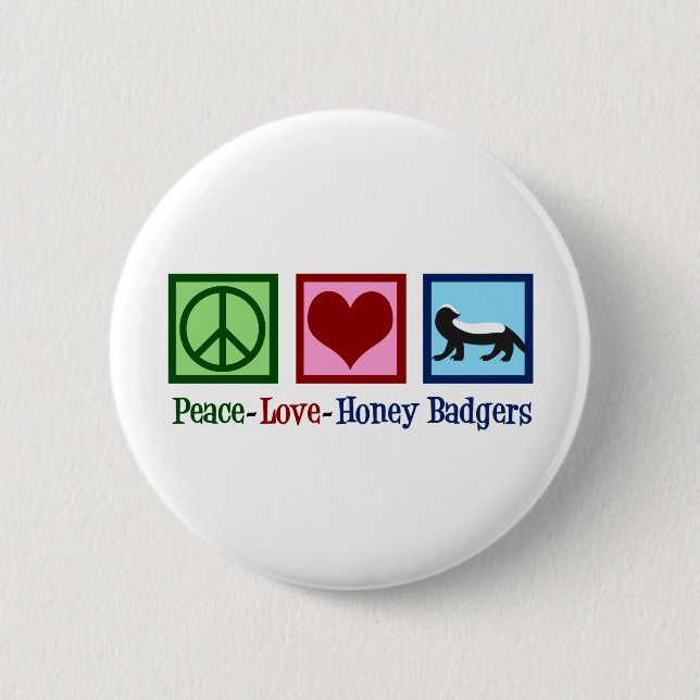 Macaron Rond 5 Cm Peace Love Honey Badgers (Devant)