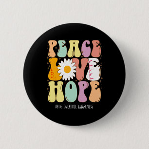 Macaron Rond 5 Cm Peace Love Hope Drug Overdose