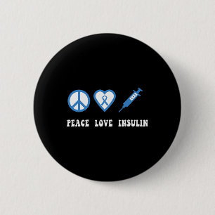 Macaron Rond 5 Cm Peace Love Insuline Sensibilisation Diabète Type d