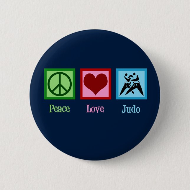 Macaron Rond 5 Cm Peace Love Judo (Devant)