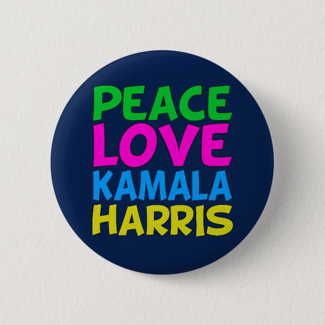 Macaron Rond 5 Cm Peace Love Kamala Harris (Devant)