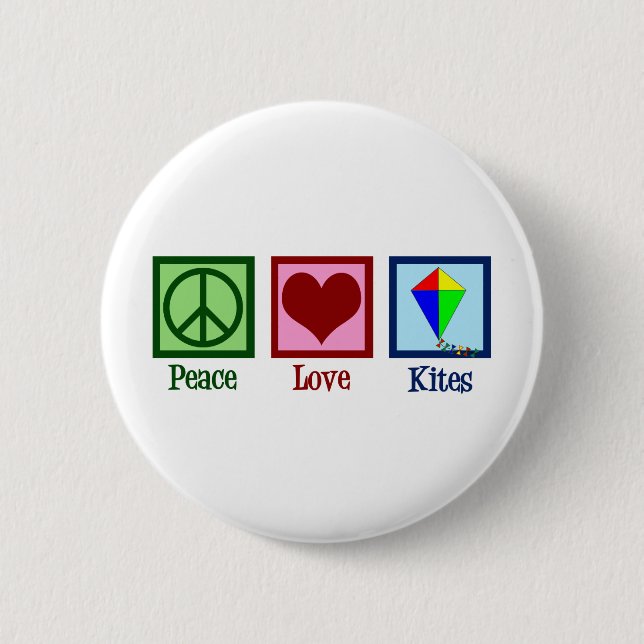 Macaron Rond 5 Cm Peace Love Kites (Devant)