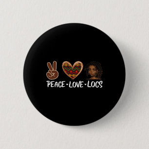 Macaron Rond 5 Cm Peace Love Locs Black Melanin Femmes Histoire afri