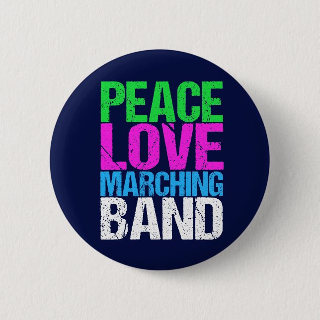 Macaron Rond 5 Cm Peace Love Marching (Devant)