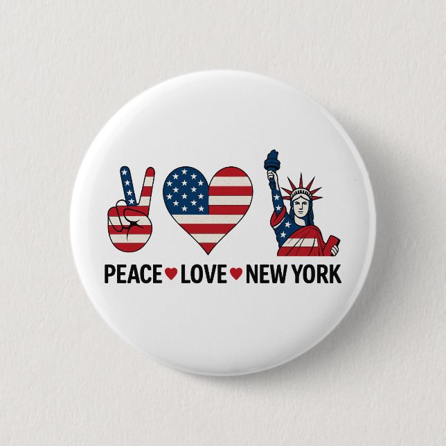 Macaron Rond 5 Cm Peace Love New York (Devant)