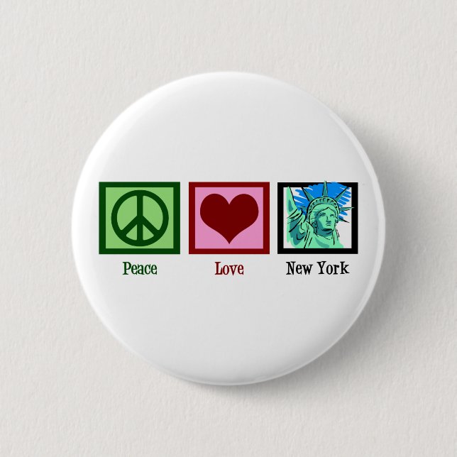 Macaron Rond 5 Cm Peace Love New York (Devant)