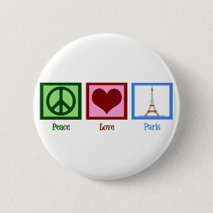 Macaron Rond 5 Cm Peace Love Paris