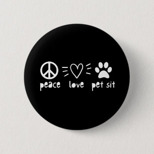 Macaron Rond 5 Cm Peace Love Pet Sit