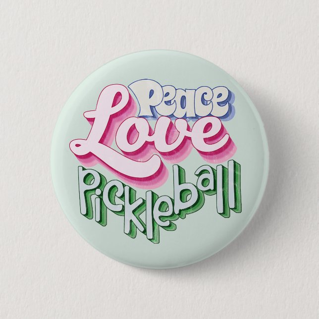 Macaron Rond 5 Cm Peace Love Pickleball (Devant)