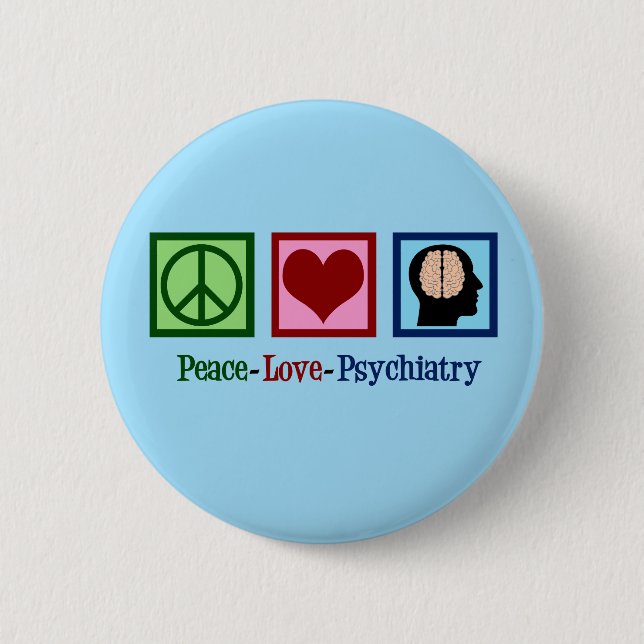 Macaron Rond 5 Cm Peace Love Psychiatry (Devant)