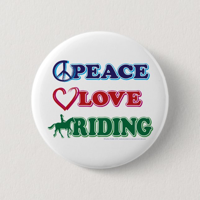 Macaron Rond 5 Cm Peace Love Riding (Devant)