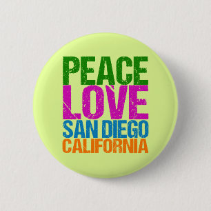 Macaron Rond 5 Cm Peace Love San Diego California