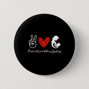 Macaron Rond 5 Cm Peace Love Sensibilisation à l'allaitement