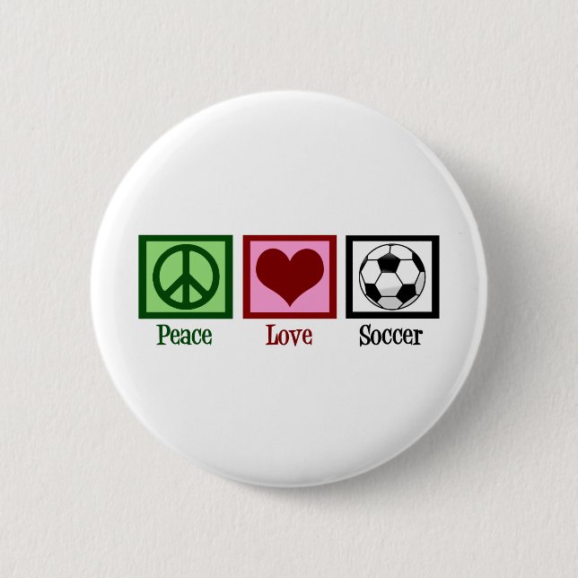 Macaron Rond 5 Cm Peace Love Soccer (Devant)