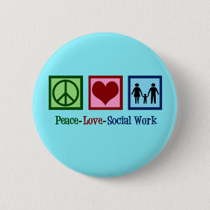 Macaron Rond 5 Cm Peace Love Social Work