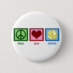 Macaron Rond 5 Cm Peace Love Softball