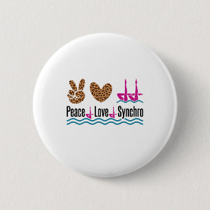 Macaron Rond 5 Cm Peace Love Synchro Synchronisé Natation Artistiqu