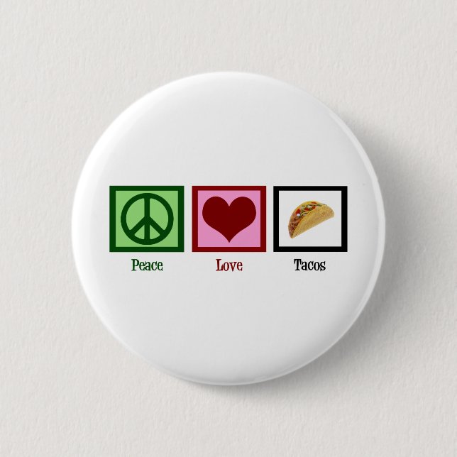 Macaron Rond 5 Cm Peace Love Tacos (Devant)