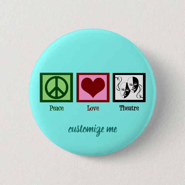 Macaron Rond 5 Cm Peace Love Theater Cute Custom (Devant)