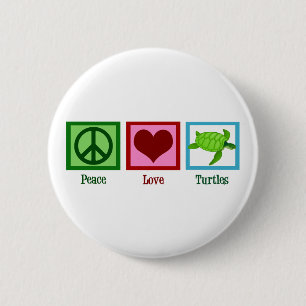 Macaron Rond 5 Cm Peace Love Turtles Cute Sea Turtle