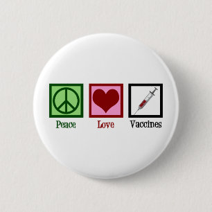 Macaron Rond 5 Cm Peace Love Vaccines