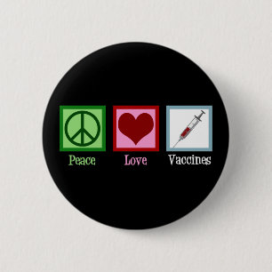 Macaron Rond 5 Cm Peace Love Vaccines Cute Pro Vaccination