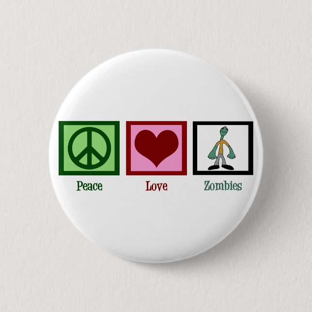 Macaron Rond 5 Cm Peace Love Zombies (Devant)