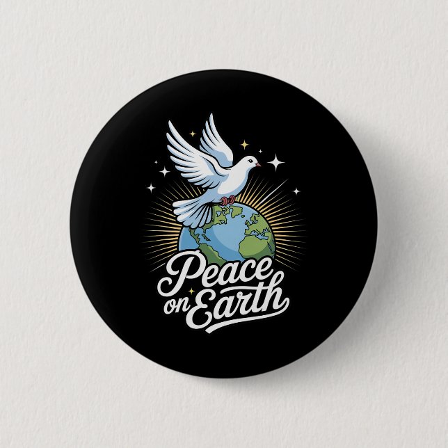 Macaron Rond 5 Cm Peace On Earth Dove And Globe Faith Christmas  (Devant)