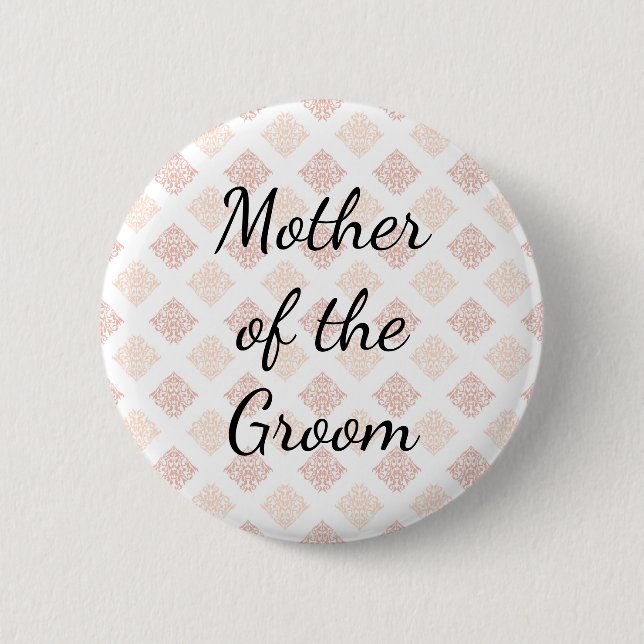 Macaron Rond 5 Cm Peach Blush Damask Mère of the Groom (Devant)
