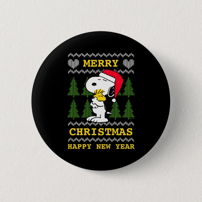 Macaron Rond 5 Cm Peanuts Santa Claus Hug  (Devant)