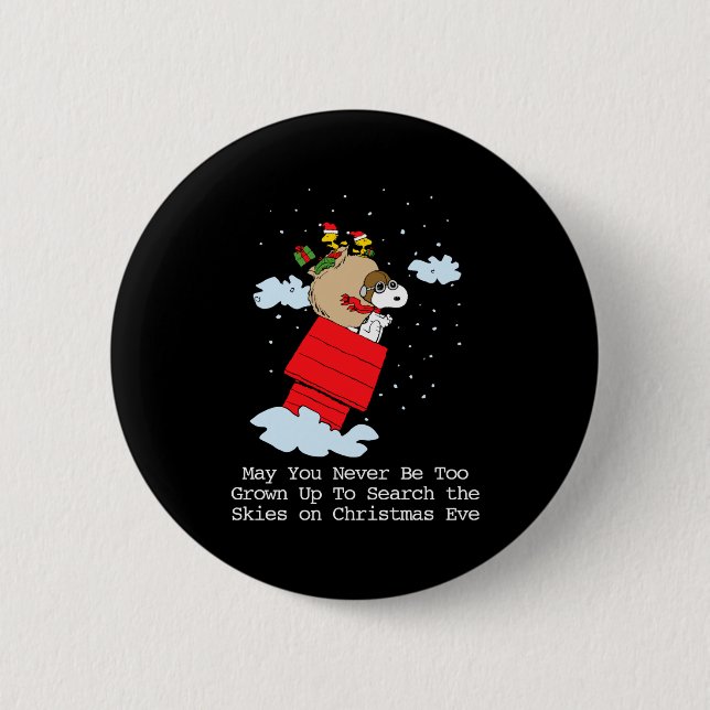 Macaron Rond 5 Cm Peanuts The Flying Ace At Christmas  (Devant)
