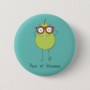 Macaron Rond 5 Cm Pear of Glass Cute & Funny Pin Button