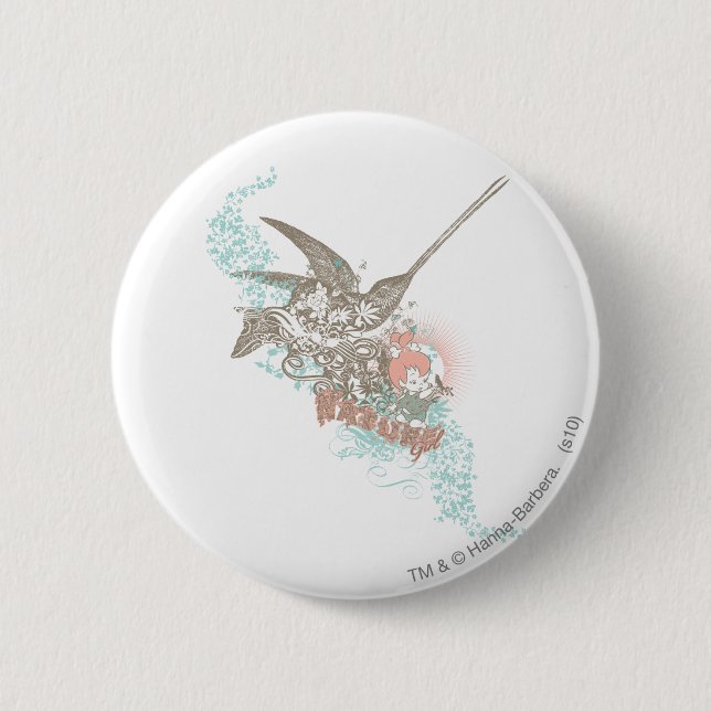 Macaron Rond 5 Cm PEBBLES™ Nature Girl (Devant)