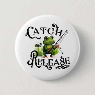 Macaron Rond 5 Cm Pêche à la grenouille avec remise à l'eau Patch