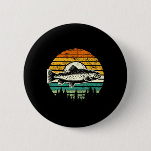 Macaron Rond 5 Cm Pêche à la mouche de truite extérieur forêt nature
