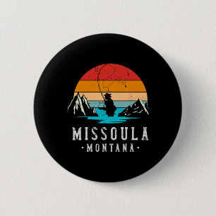 Macaron Rond 5 Cm Pêche à la mouche Missoula Montana
