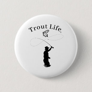 Macaron Rond 5 Cm Pêche à la mouche Vie de truite