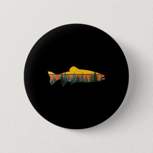 Macaron Rond 5 Cm Pêche à la truite Forêt extérieure Nature Faune F