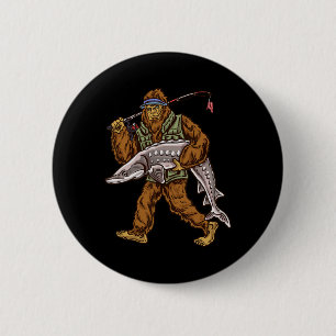 Macaron Rond 5 Cm Pêche à l'esturgeon Bigfoot Pêcheurs