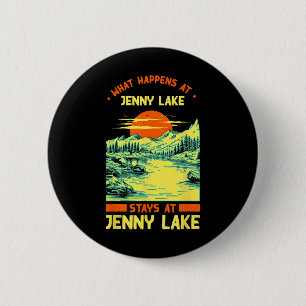 Macaron Rond 5 Cm Pêche Bateau Camping Lac Vacation Jenny Lake