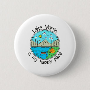 Macaron Rond 5 Cm Pêche Bateau Camping - Mon endroit heureux Lac Mar