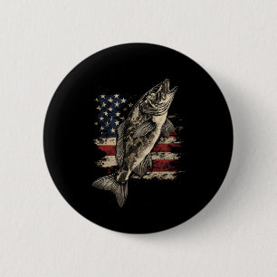Macaron Rond 5 Cm Pêche Drapeau Américain B Poisson Hommes Femmes Pê