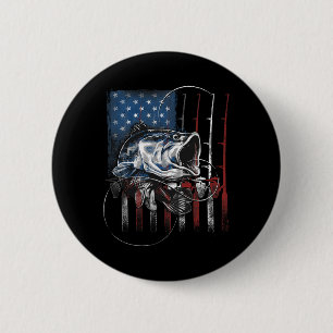 Macaron Rond 5 Cm Pêche Drapeau Américain Vintage Usa B Cadeau Pêche