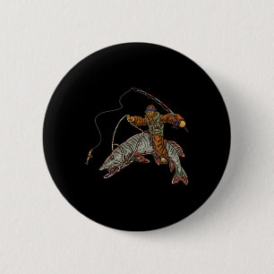 Macaron Rond 5 Cm Pêche du maskinongé chasse du grand maskinongé Big
