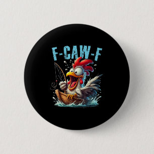 Macaron Rond 5 Cm Pêche F-Caw-F drôle de cri de poulet humour