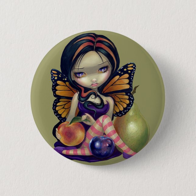 Macaron Rond 5 Cm "Pêche, prune, bouton de poire" (Devant)