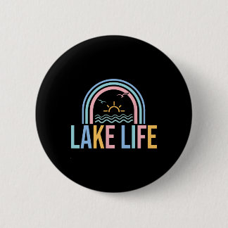 Macaron Rond 5 Cm Pêcheur de la vie lacustre Rétro Groovy Pêche Amou