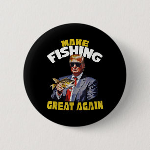 Macaron Rond 5 Cm Pêcheur Pour Trump 2024 Pêche À La Truite, Poisson