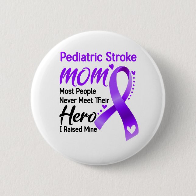 Macaron Rond 5 Cm Pediatric Stroke Awareness Month Ribbon (Devant)
